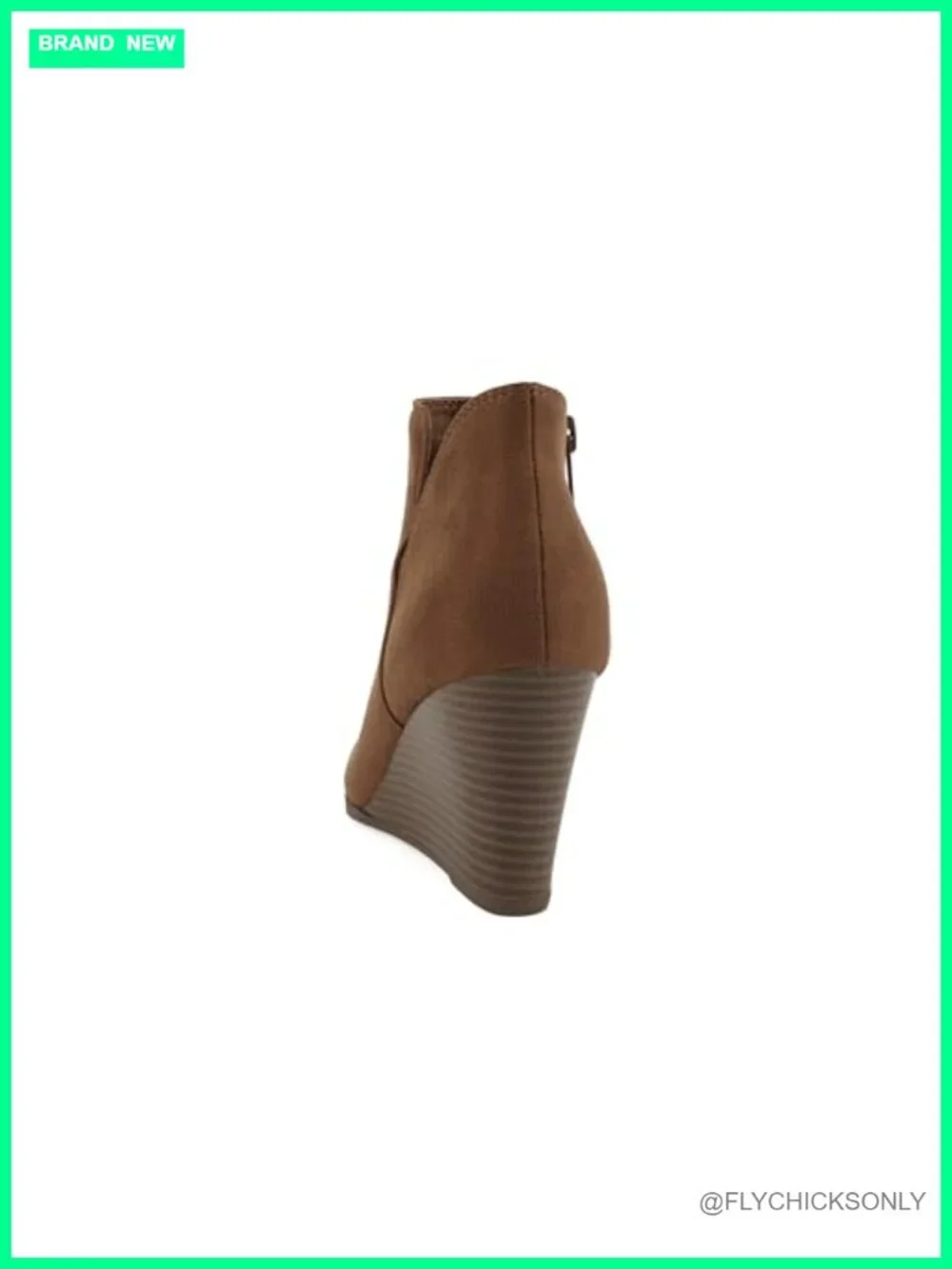 Imitation Suede Ankle Bootie Split Shaft Stacked Wedge Heel